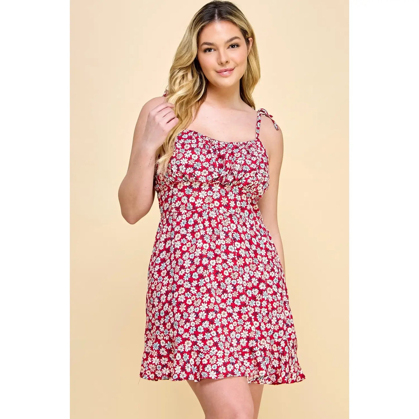 Curvy Floral Tie Mini Dress