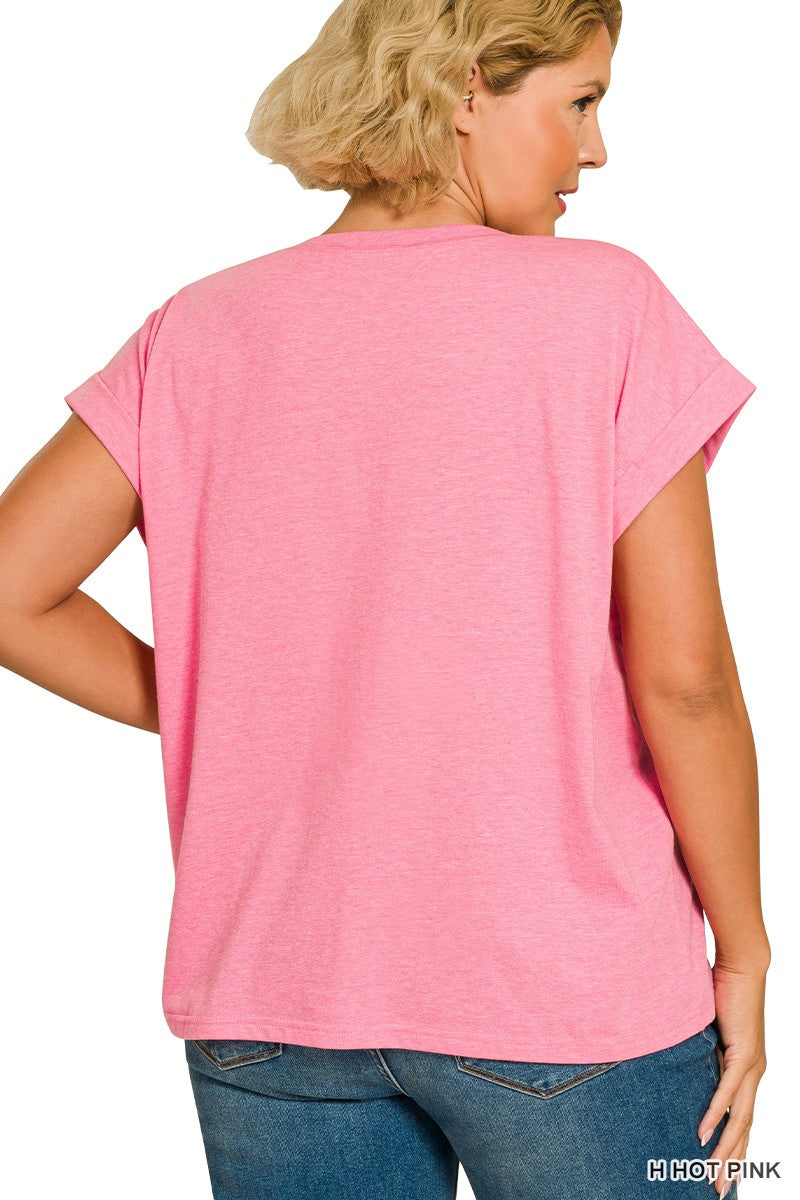 Curvy Relaxed Fit Cotton Round Neck Tee