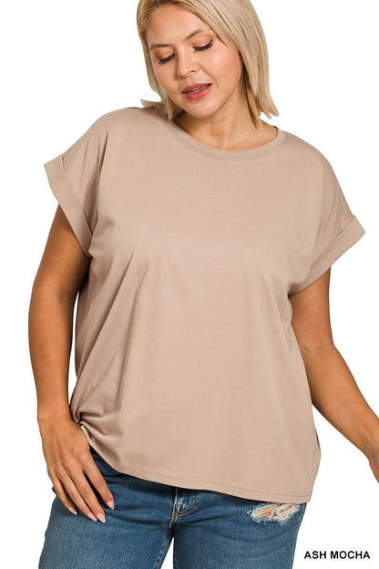 Curvy Relaxed Fit Cotton Round Neck Tee