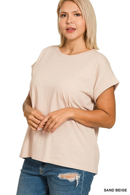 Curvy Relaxed Fit Cotton Round Neck Tee