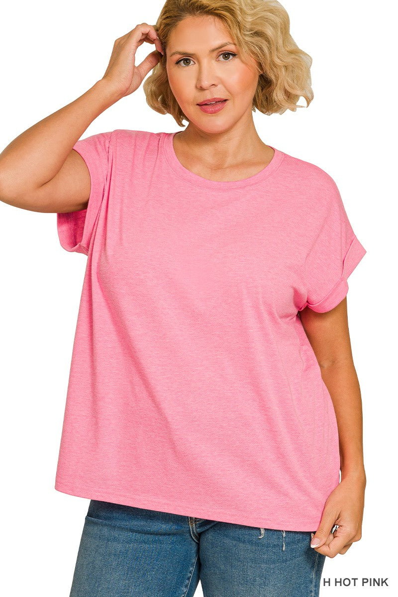 Curvy Relaxed Fit Cotton Round Neck Tee