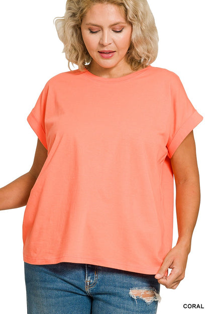 Curvy Relaxed Fit Cotton Round Neck Tee