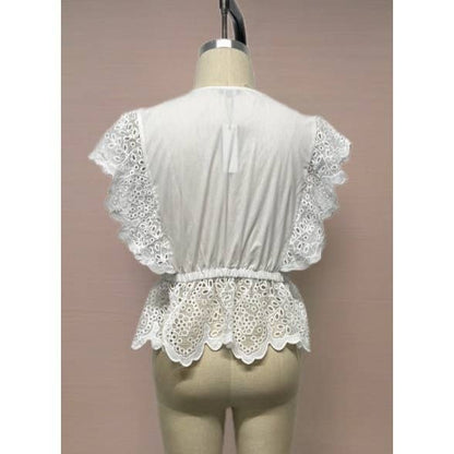 Curvy Eyelet Peplum Top