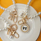 Pearl Bow & Heart Bag Charm Keychains