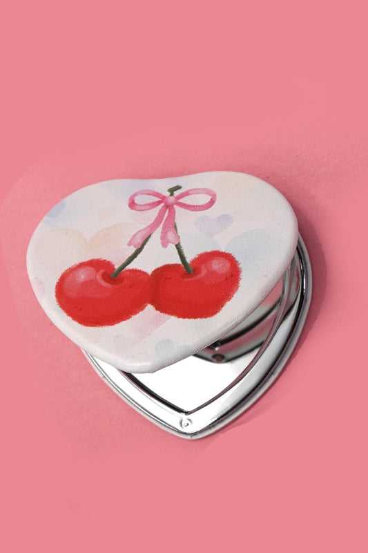 HandHeld Compact Cherries and Bows Travel Mirror