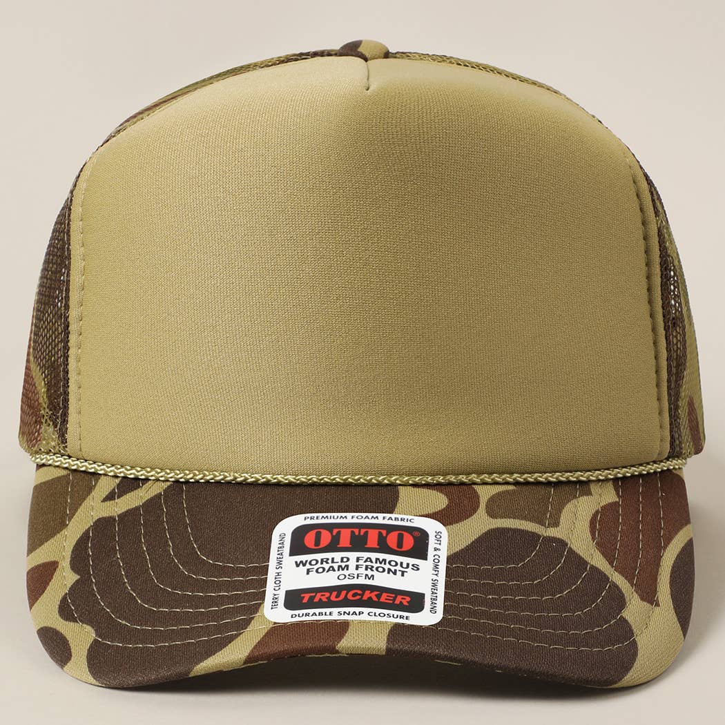 Solid Color OTTO 5-Panel Foam Mesh Back Trucker Hat