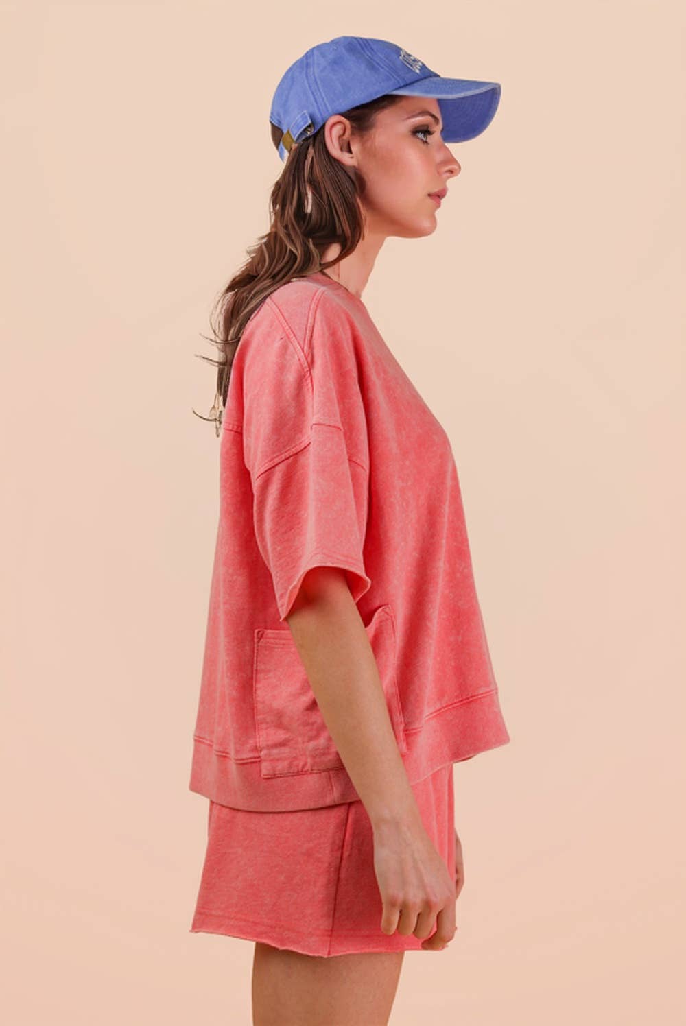 PLUS SIZE Mineral Washed Knit Casual Top & Shorts