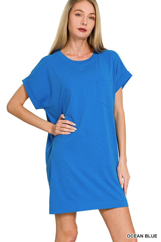 Premium Cotton T Shirts Dress with Pockets