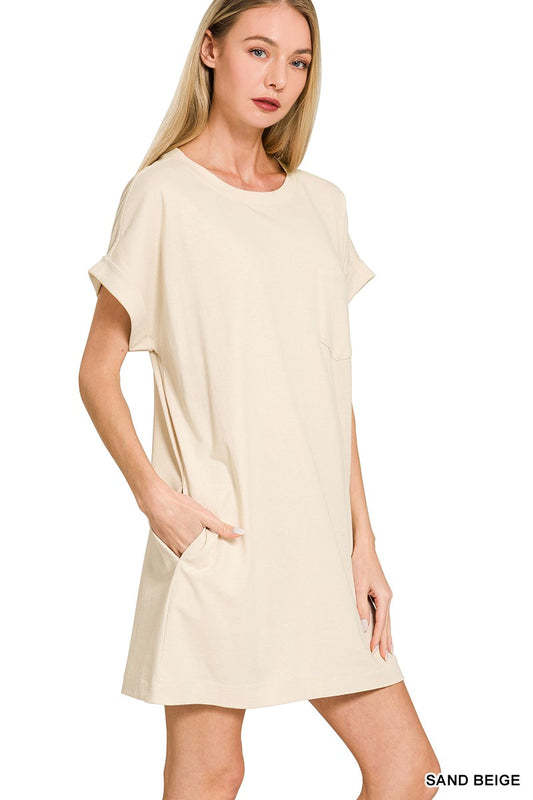 Premium Cotton T Shirts Dress with Pockets