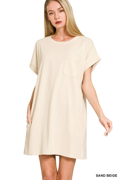 Premium Cotton T Shirts Dress with Pockets