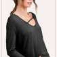 Super Stretchy Cutout Front Pocket Long Sleeve Top