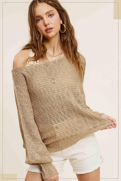 Lightweight Dolman Sleeve Boat Neck Sweater Top - Southern Sassy Boutique