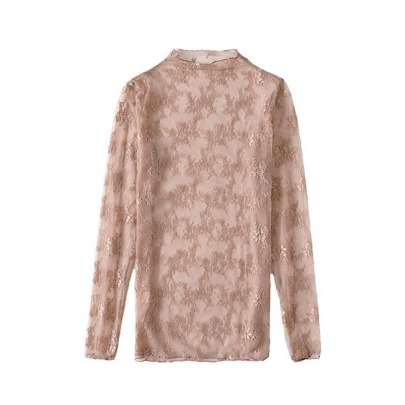 Semi Sheer Mesh Floral Lace Layering See Through Top - Southern Sassy Boutique