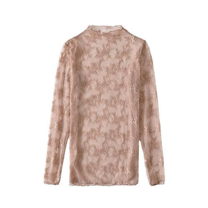 Semi Sheer Mesh Floral Lace Layering See Through Top - Southern Sassy Boutique
