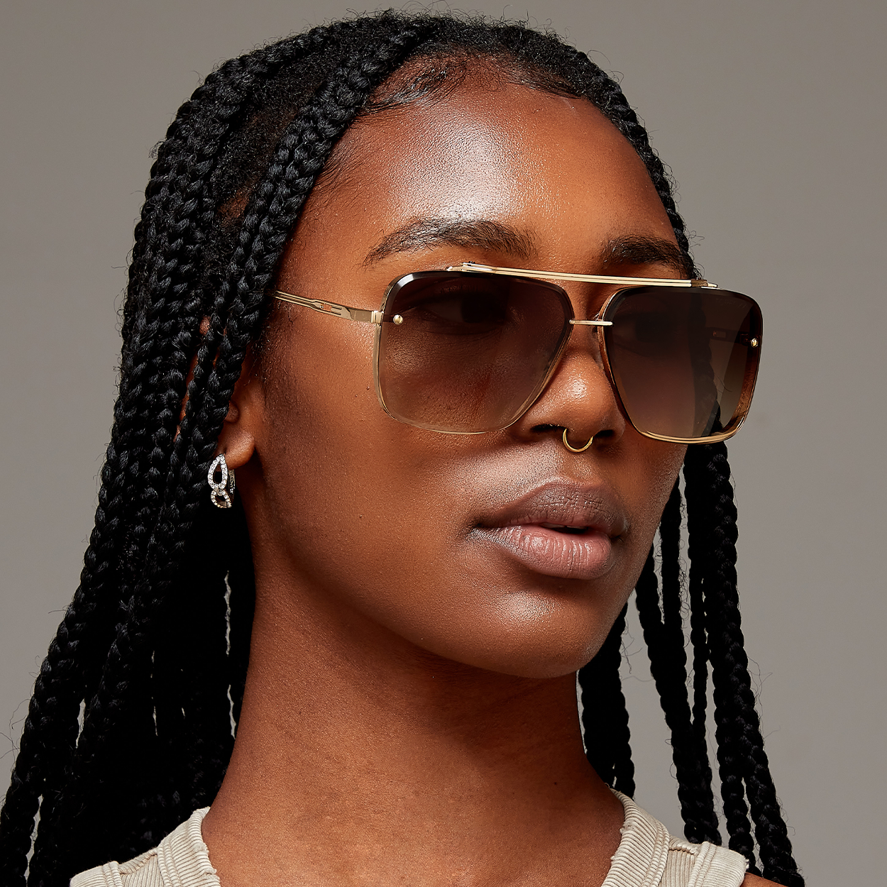 Small Bella Coffee - Tangle Free Aviator Sunglasses