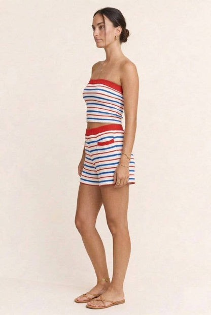STRAPLESS CROPPED TUBE TOP SHORTS SET