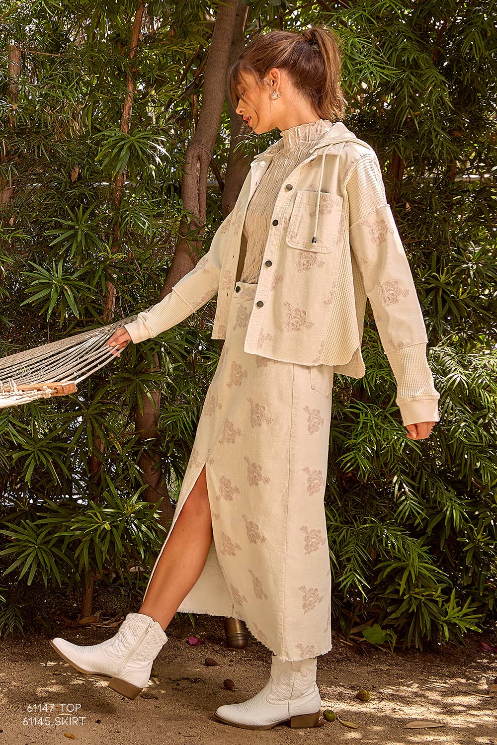 Flower Embroidery Hoodie Jacket