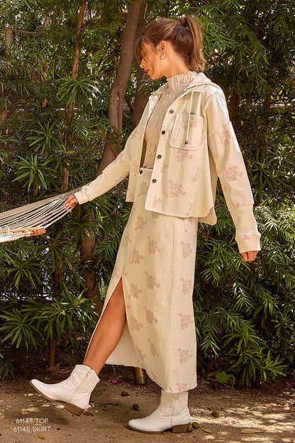 Flower Embroidery Hoodie Jacket