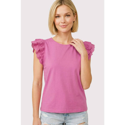 Eyelet Laced Cap Sleeve Top