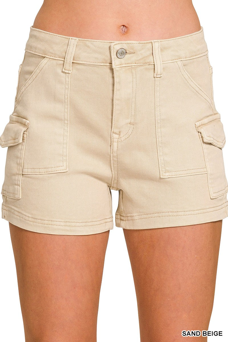 Utility Stretchy Denim Shorts