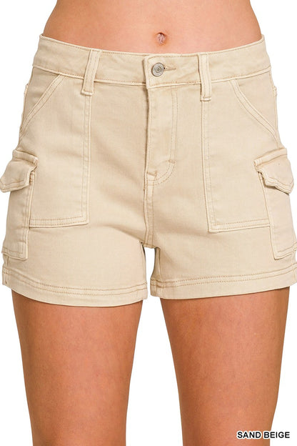 Utility Stretchy Denim Shorts