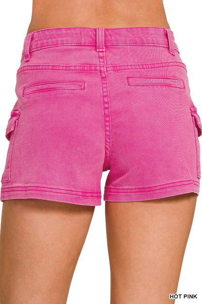 Utility Stretchy Denim Shorts