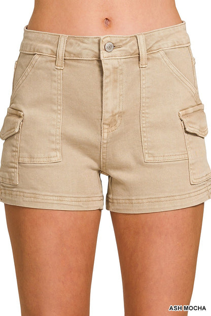 Utility Stretchy Denim Shorts