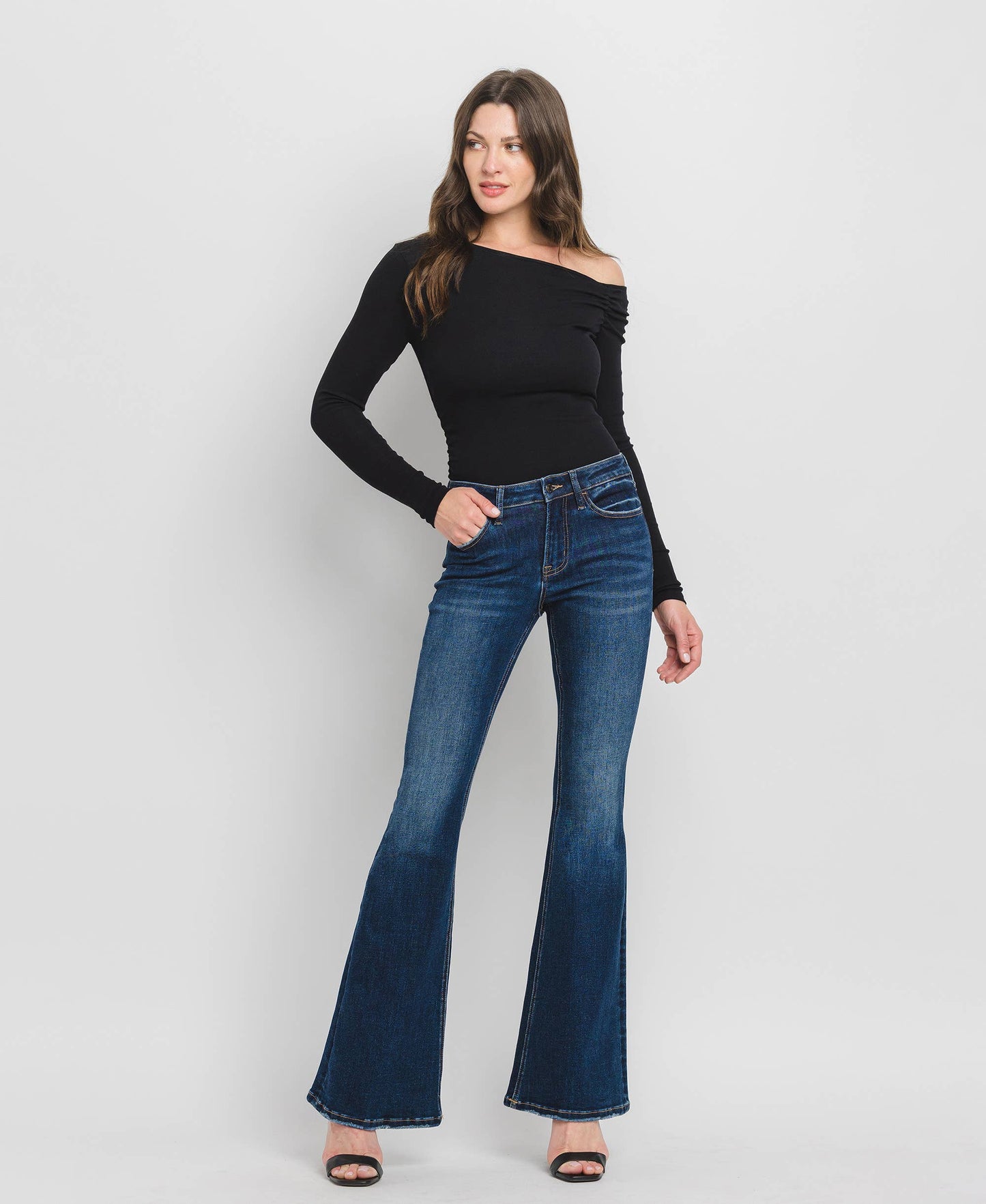 MID RISE SUPER FLARE JEANS - Southern Sassy Boutique