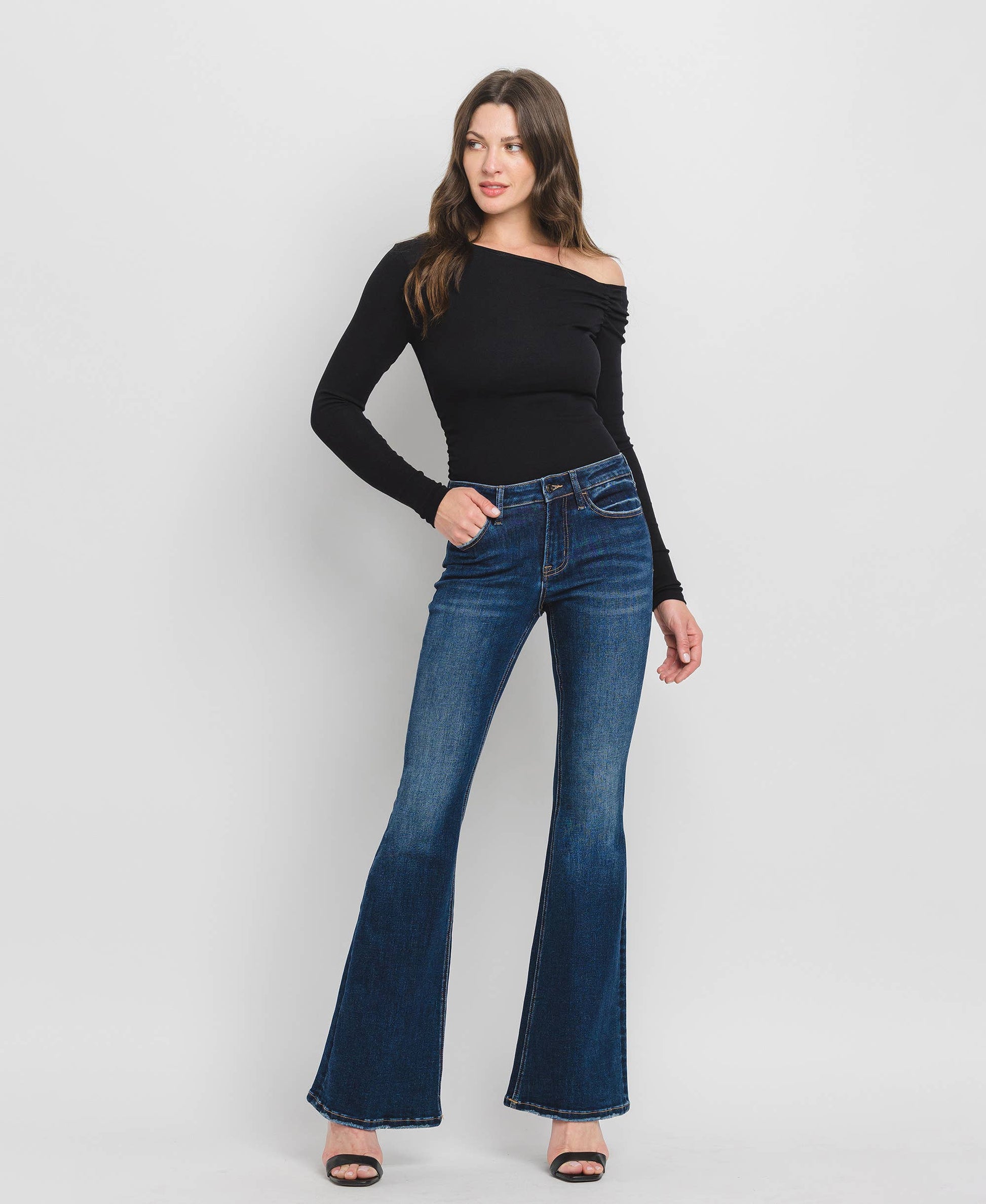 MID RISE SUPER FLARE JEANS - Southern Sassy Boutique