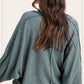 Brushed Waffle Fabric Loose Fit Long Sleeve Top