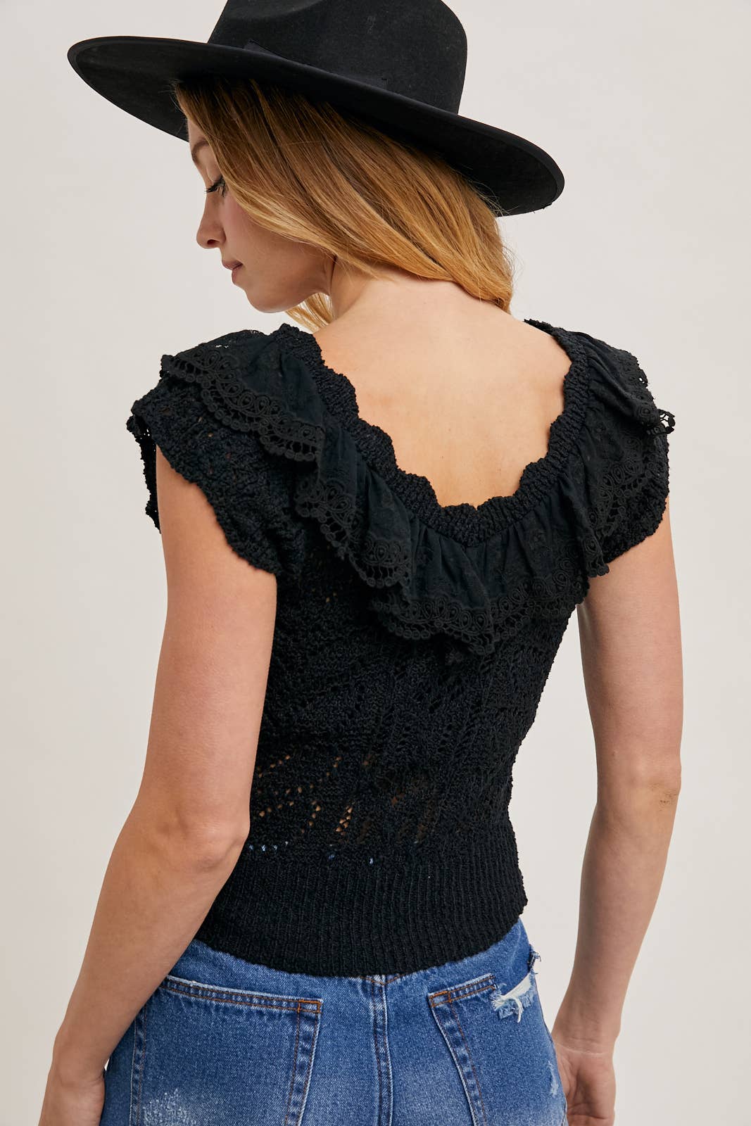 EYELET SWEATER KNIT TOP