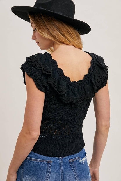 EYELET SWEATER KNIT TOP - Southern Sassy Boutique