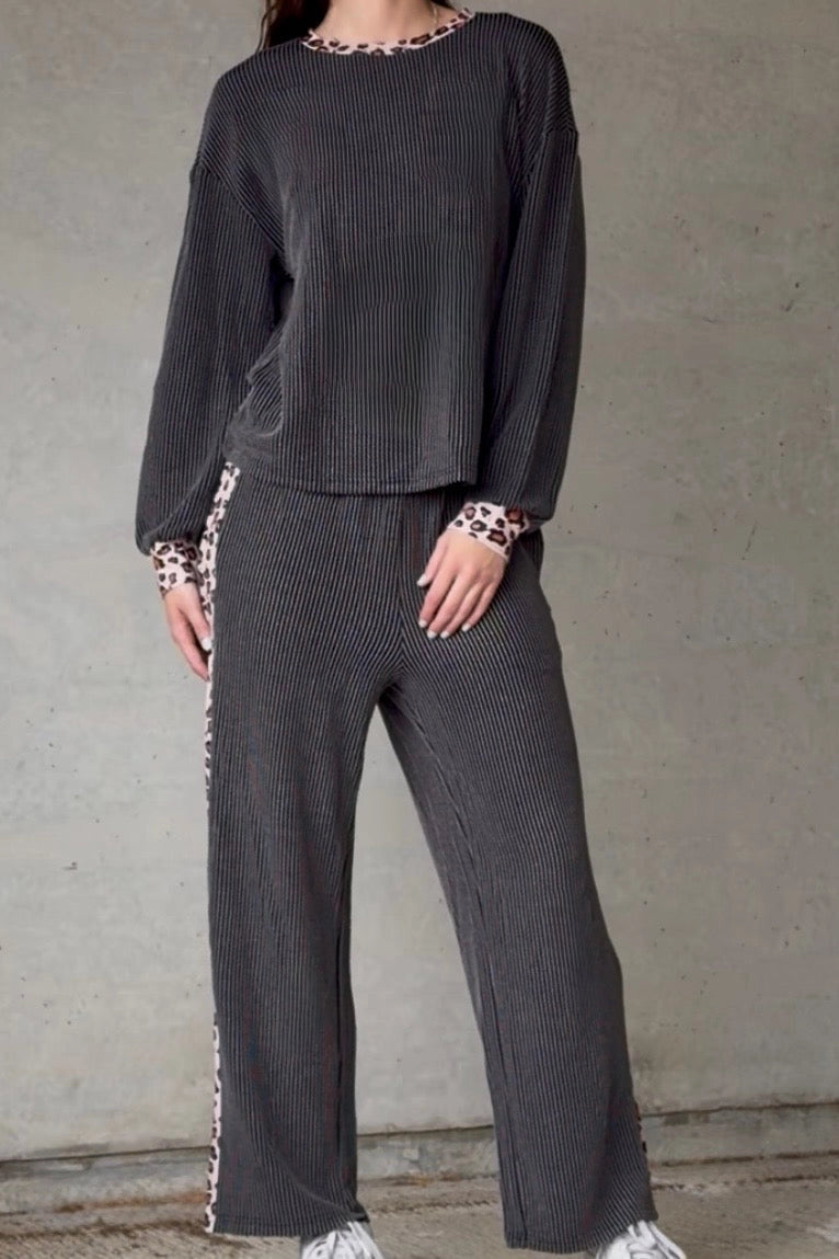 Corded Short Sleeve Leopard Set