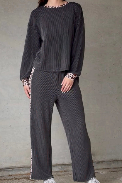 Corded Short Sleeve Leopard Set
