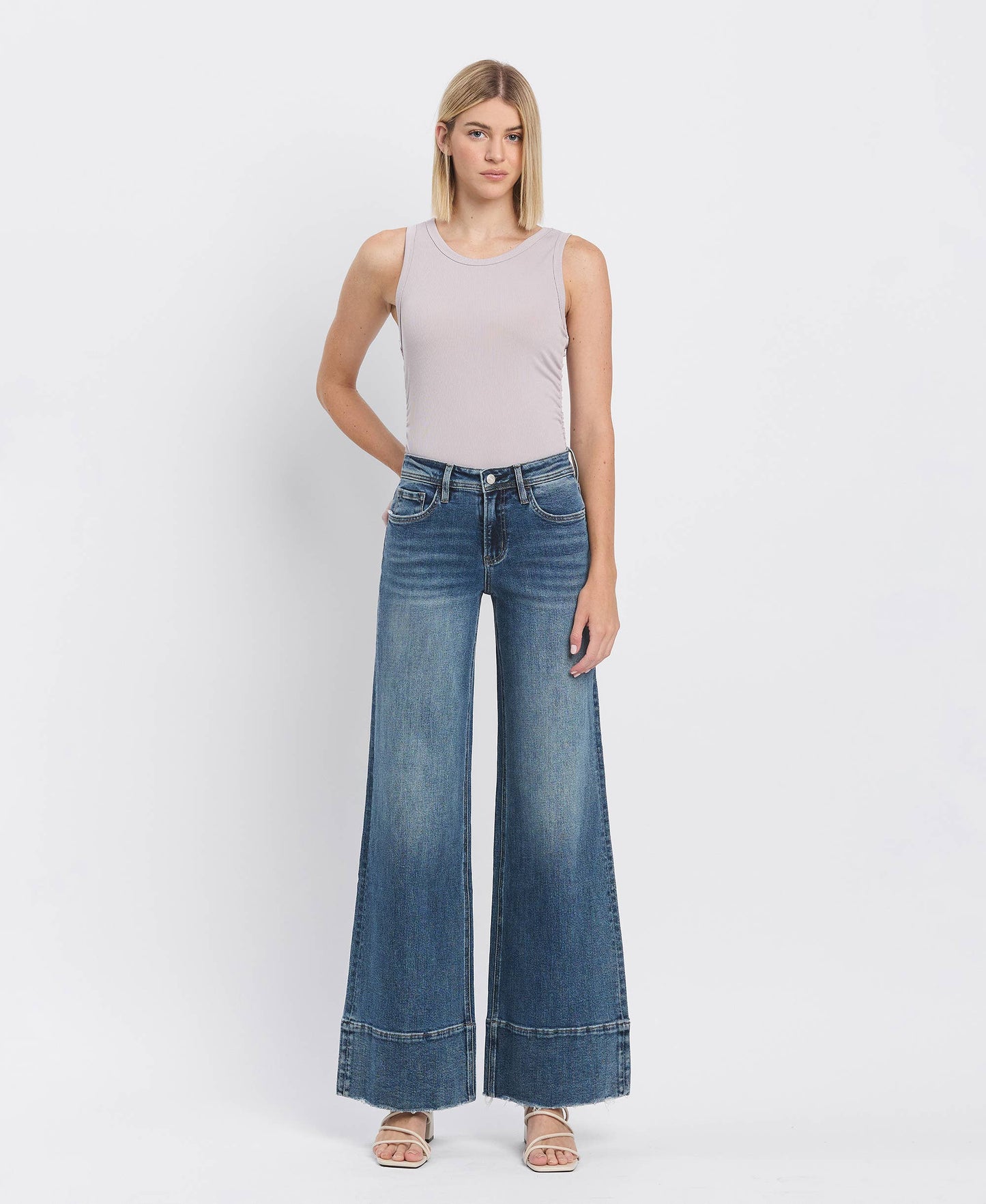 HIGH RISE A LINE WIDE LEG JEANS - Southern Sassy Boutique