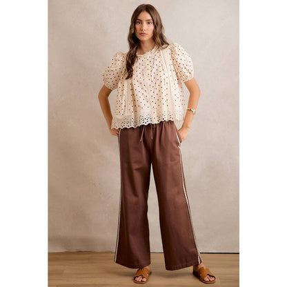 Polka Dot Cotton Lace Trim Blouse