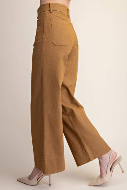 Stretchy Jeans High Rise Front Pocket Wide Leg