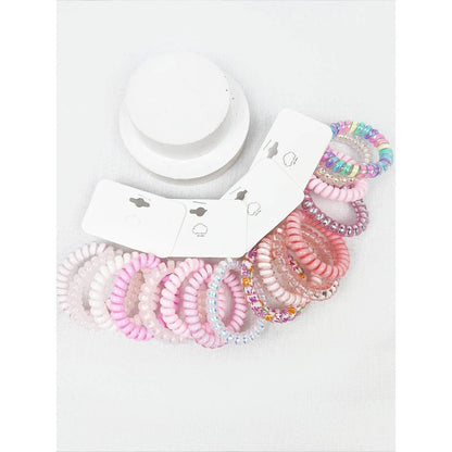 Pink Multi Design Spiral Hair Ties - Southern Sassy Boutique