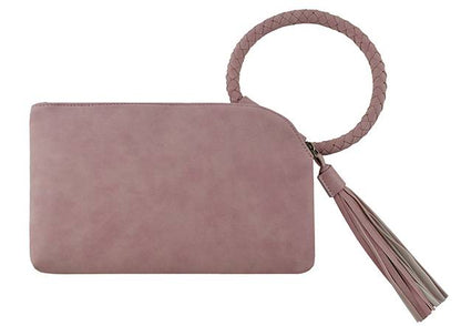Tweed Cuff Handle Tassel Wristlet/Clutch