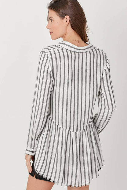 Stripe Peplum Shirt - Southern Sassy Boutique