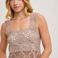 SHEER CROCHET SLEEVELESS SQAURE NECK TOP