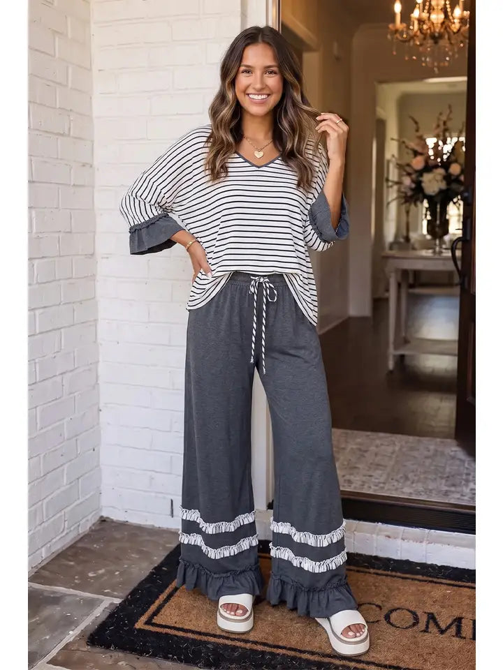 Stripe Ruffle Pant Set