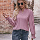 Pointelle Notch V Neck Long Sleeve Top