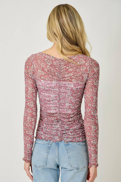 Lettuce Hem Mesh Print Top - Southern Sassy Boutique
