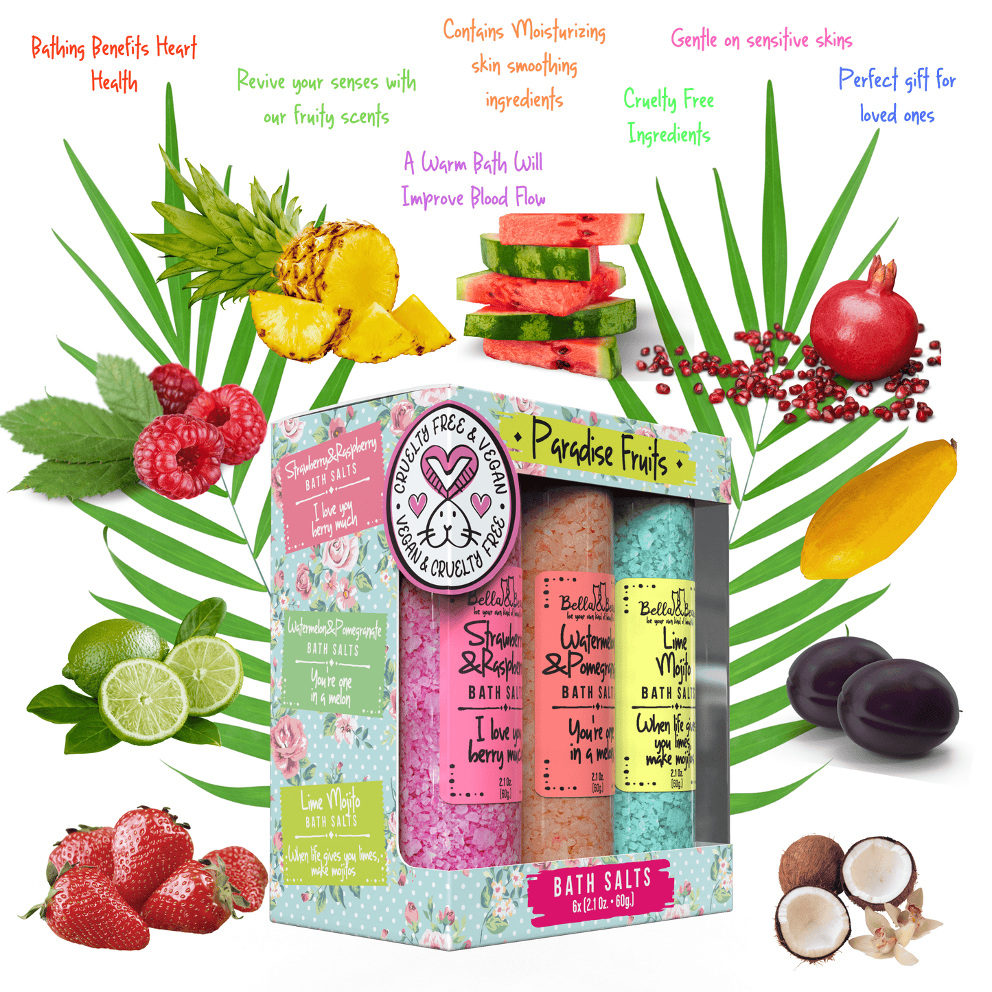 Paradise Fruits Bath Salts Gift Set | Women| Teens