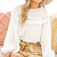 Lace-Up Back Detail Swiss Dot Patterned Blouse