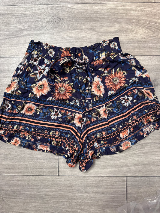 Floral Print Front Tie Shorts