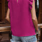 Crinkle Pleated Ruffle Mock Neck Top