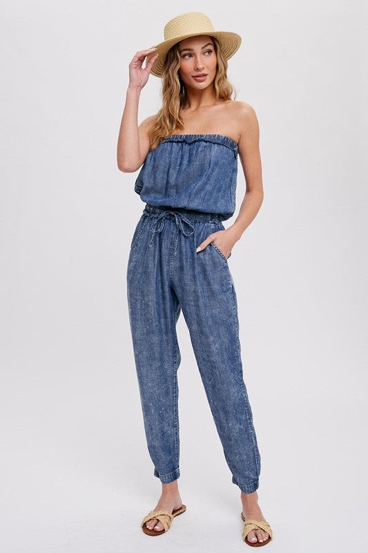 Acid Wash Tube Jumpsuit