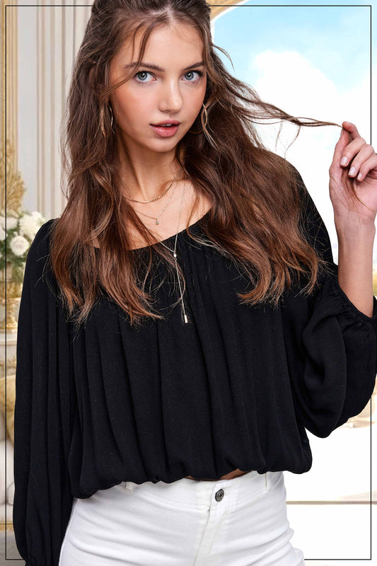 Off Shoulder Balloon Sleeve Top